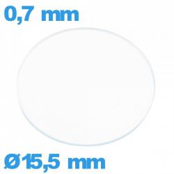 Verre plat de montre verre minéral 15,5 mm circulaire