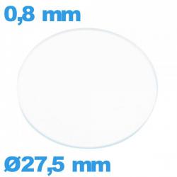 Verre circulaire 27,5 mm plat montre en verre minéral