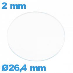 Verre 26,4 mm pour montre plat circulaire en verre minéral