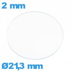 Verre 21,3 mm circulaire plat de montre verre minéral