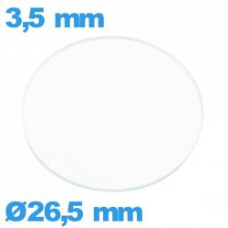 Verre circulaire 26,5 mm plat montre verre minéral