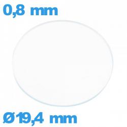 Verre plat en verre minéral circulaire 19,4 mm montre