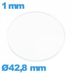 Verre 42,8 mm pour montre plat circulaire verre minéral