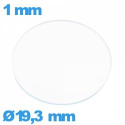 Verre 19,3 mm circulaire plat pour montre verre minéral