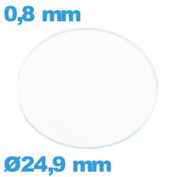 Verre plat 24,9 mm pour montre verre minéral circulaire