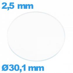 Verre plat verre minéral montre circulaire 30,1 mm