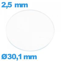 Verre plat verre minéral montre circulaire 30,1 mm