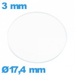 Verre pour montre 17,4 mm plat verre minéral circulaire