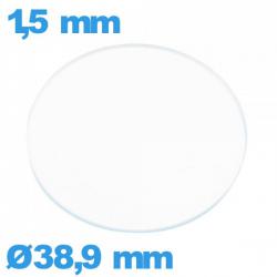 Verre pour montre 38,9 mm plat verre minéral circulaire