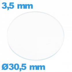 Verre 30,5 mm montre plat circulaire verre minéral