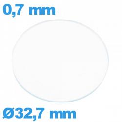 Verre plat en verre minéral circulaire montre 32,7 mm