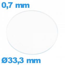 Verre plat montre verre minéral 33,3 mm circulaire