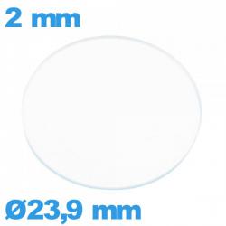 Verre circulaire verre minéral 23,9 mm plat de montre