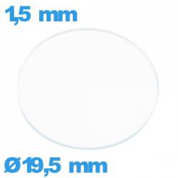 Verre 19,5 mm montre plat circulaire verre minéral