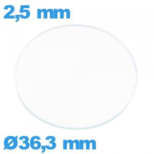 Verre 36,3 mm circulaire plat pour montre en verre minéral