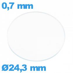 Verre plat 24,3 mm montre verre minéral circulaire