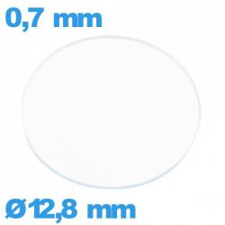 Verre circulaire en verre minéral 12,8 mm plat montre