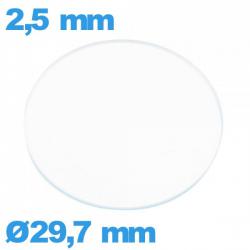 Verre plat de montre en verre minéral 29,7 mm circulaire