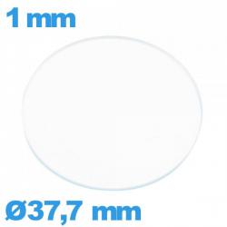 Verre 37,7 mm circulaire plat montre en verre minéral