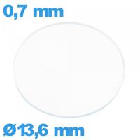 Verre circulaire 13,6 mm plat de montre en verre minéral