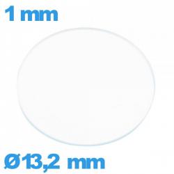 Verre plat de montre verre minéral 13,2 mm circulaire