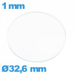 Verre circulaire verre minéral 32,6 mm plat montre