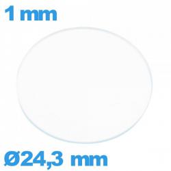 Verre plat montre en verre minéral 24,3 mm circulaire