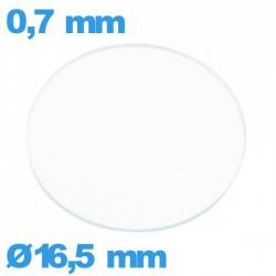 Verre plat en verre minéral circulaire 16,5 mm montre