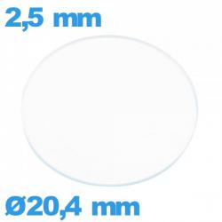 Verre montre en verre minéral circulaire 20,4 mm plat