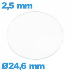 Verre plat 24,6 mm pour montre verre minéral circulaire