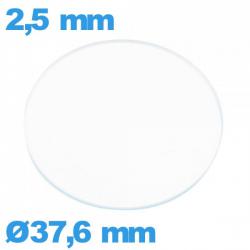 Verre circulaire plat 37,6 mm en verre minéral montre