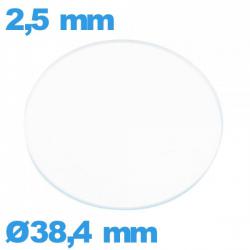 Verre 38,4 mm de montre plat circulaire verre minéral