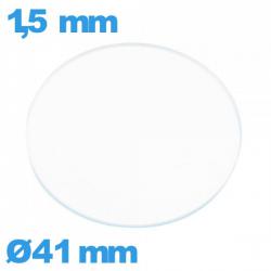 Verre circulaire plat 41 mm en verre minéral pour montre