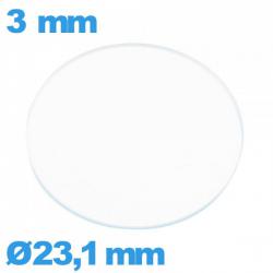 Verre circulaire en verre minéral 23,1 mm plat montre