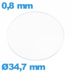 Verre plat en verre minéral circulaire 34,7 mm pour montre