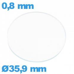 Verre plat montre verre minéral 35,9 mm circulaire