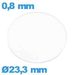 Verre circulaire en verre minéral 23,3 mm plat pour montre