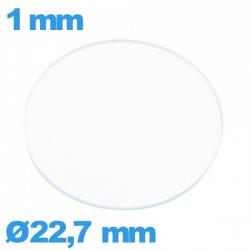 Verre circulaire plat 22,7 mm en verre minéral de montre