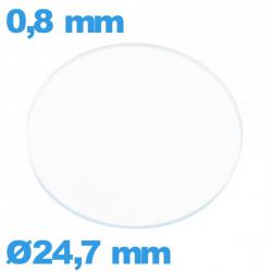 Verre circulaire plat 24,7 mm verre minéral montre