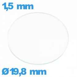 Verre plat en verre minéral circulaire 19,8 mm montre