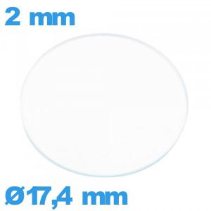 Verre pour montre 17,4 mm plat verre minéral circulaire