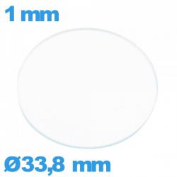 Verre plat verre minéral circulaire pour montre 33,8 mm