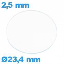 Verre plat verre minéral montre circulaire 23,4 mm