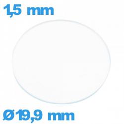 Verre plat montre verre minéral 19,9 mm circulaire