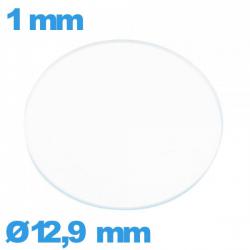 Verre plat verre minéral circulaire montre 12,9 mm