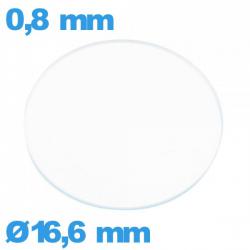 Verre plat de montre verre minéral 16,6 mm circulaire