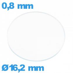 Verre plat verre minéral circulaire montre 16,2 mm