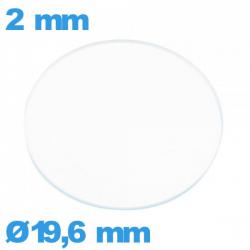 Verre plat verre minéral circulaire 19,6 mm pour montre