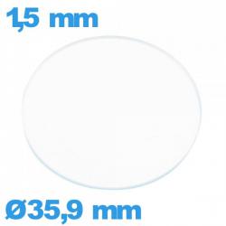 Verre 35,9 mm pour montre plat circulaire en verre minéral