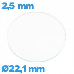 Verre 22,1 mm pour montre plat circulaire en verre minéral